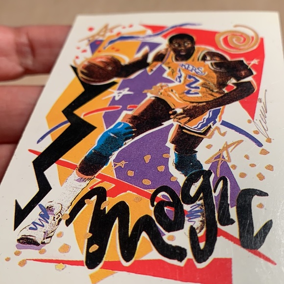 1990 NBA Hoops Magic Johnson Art Checklist Rare LA Lakers vintage collectible - Picture 15 of 17